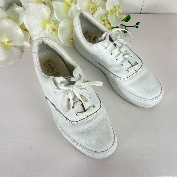 Keds womens Sneakers size 7 Leather White Platform - Picture 2 of 11